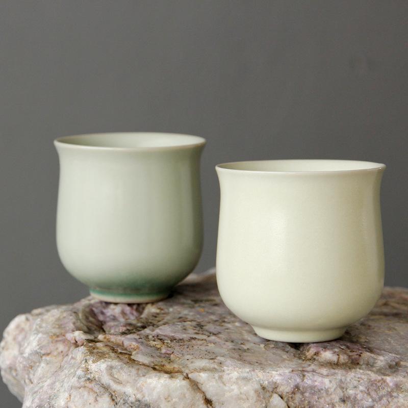 Vintage Large Stoneware Tea Cup Kiln Variation Glaze Coarse Pottery Gongfu Personal Master Cup Handmade Ceramic Drinking Gift