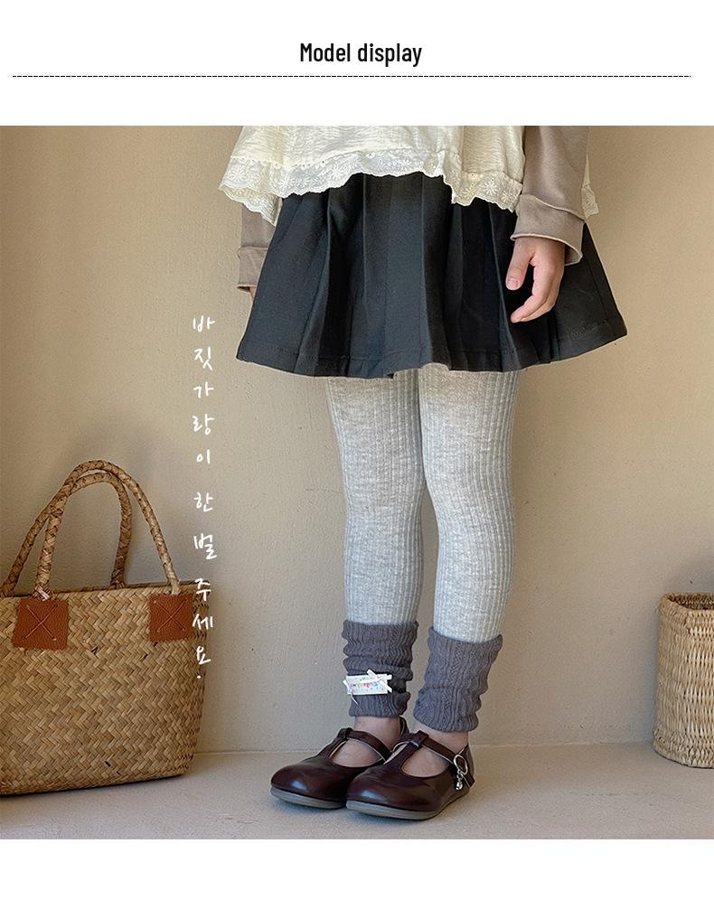 2025 Korean Style Knitted Scrunch Leggings & Tights Combo - Nine-Point Girls' Cotton Leg Warmers