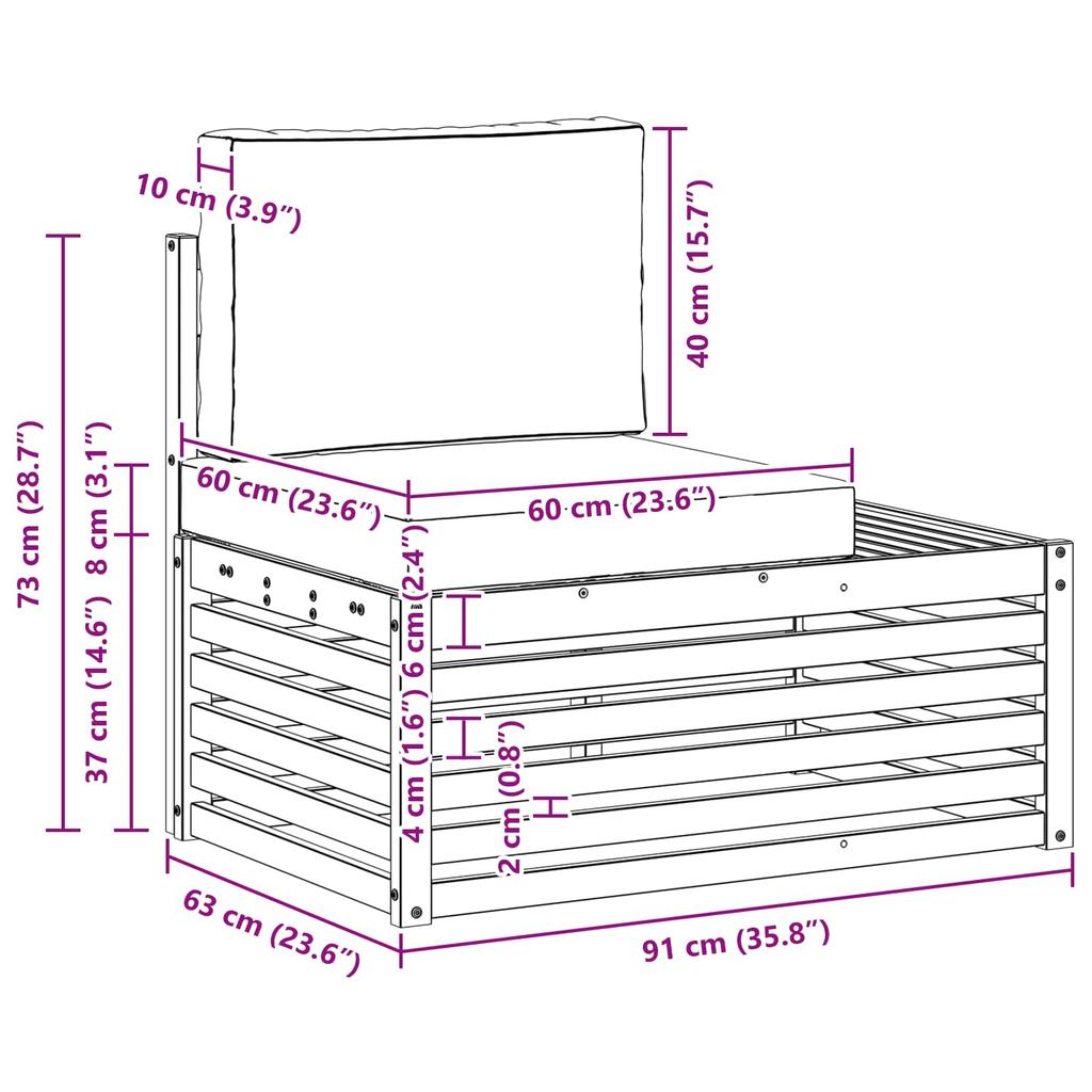 Outdoor End Sofa Natural 91 X 63 X 73 Cm Solid Acacia Wood