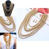 Geometric Multi Layer Gold Beaded Necklace For Women Fashion Trend Spring