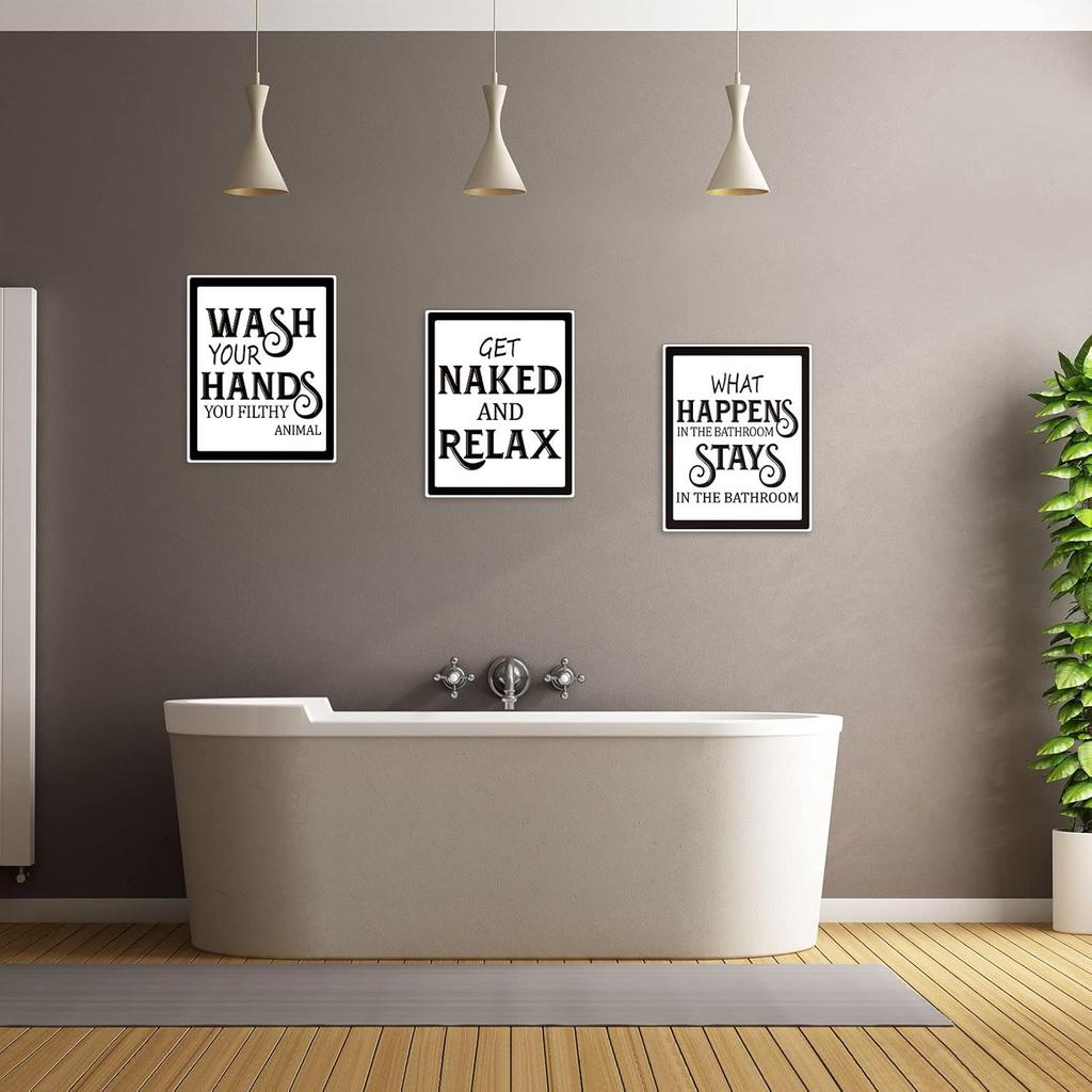 Zonon 9 Pieces Bathroom Wall Decor, Funny Vintage Bathroom Signs Washroom Quotes Sayings Art Prints Washroom Posters for Wall Restroom Toilet