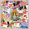 50pcs Cute Cat & Mushroom Stickers: Cartoon Animals & Plants, Waterproof Graffiti, Perfect for Journals & Computers