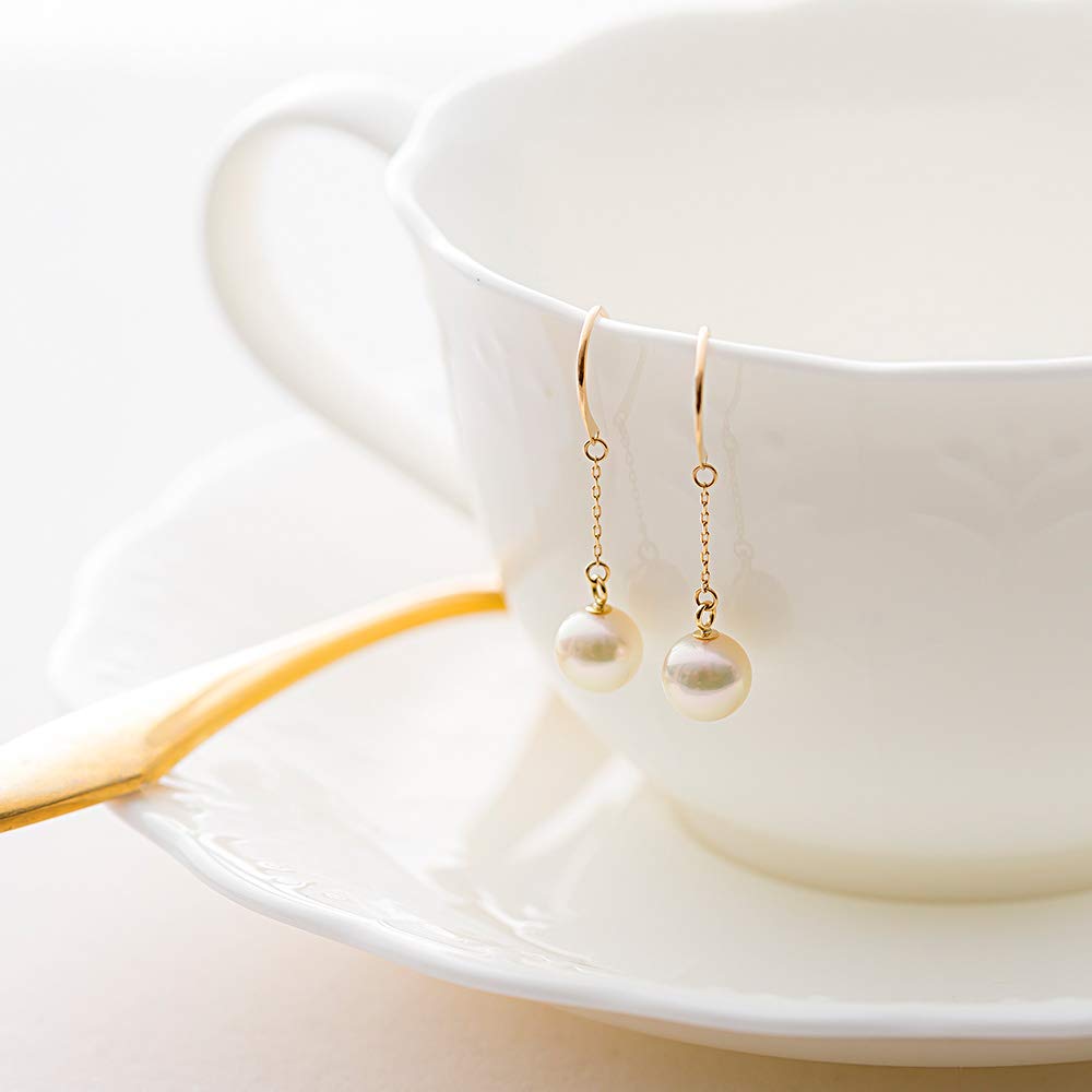 Pearl Earrings Cheerful Earrings K18 Pearl Earrings Women's [Gift Wrapped]