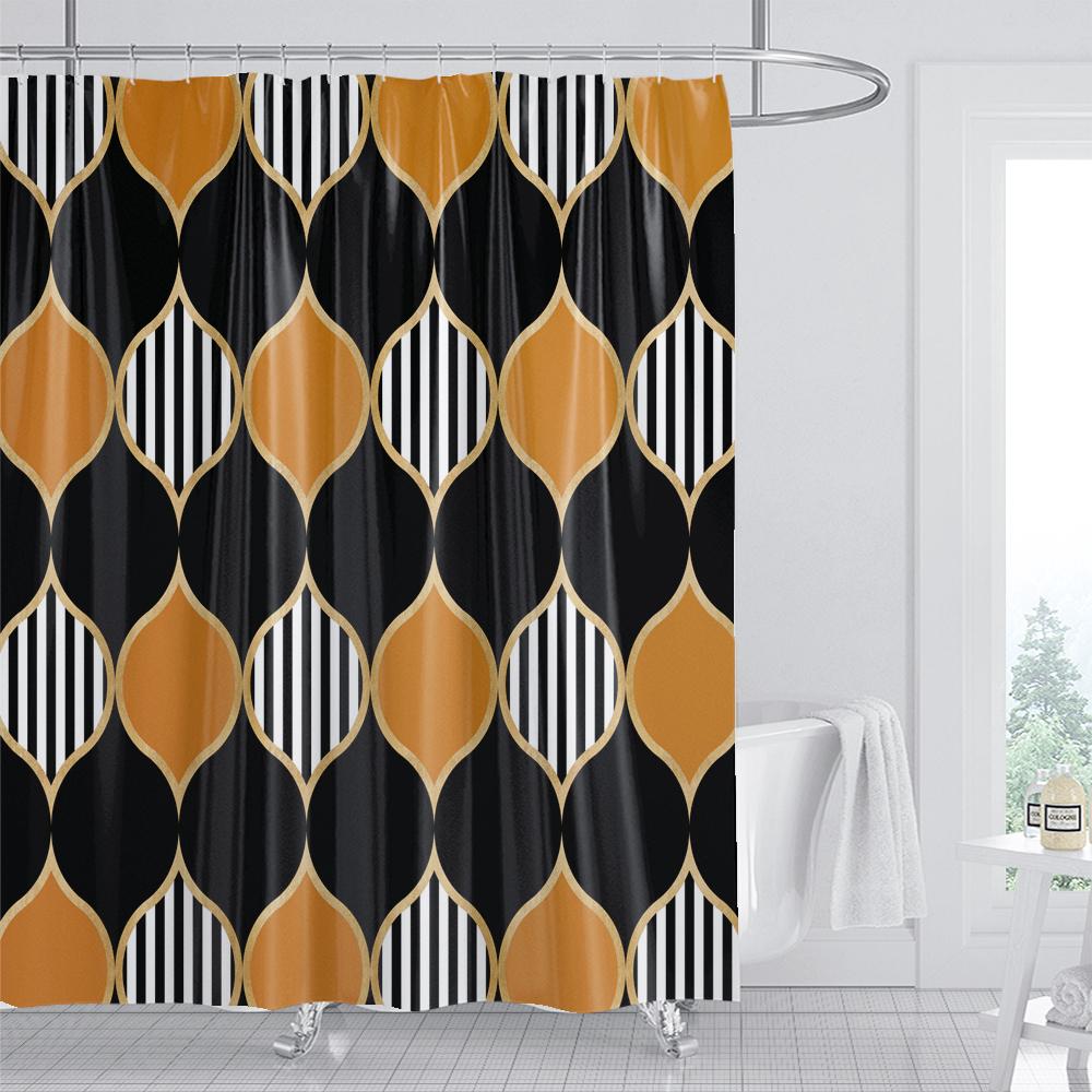 1 Pcs Simple Patterned Polyester Shower Curtain Waterproof Fabric, Thickened Mildew Polyester Bathroom Partition Curtain