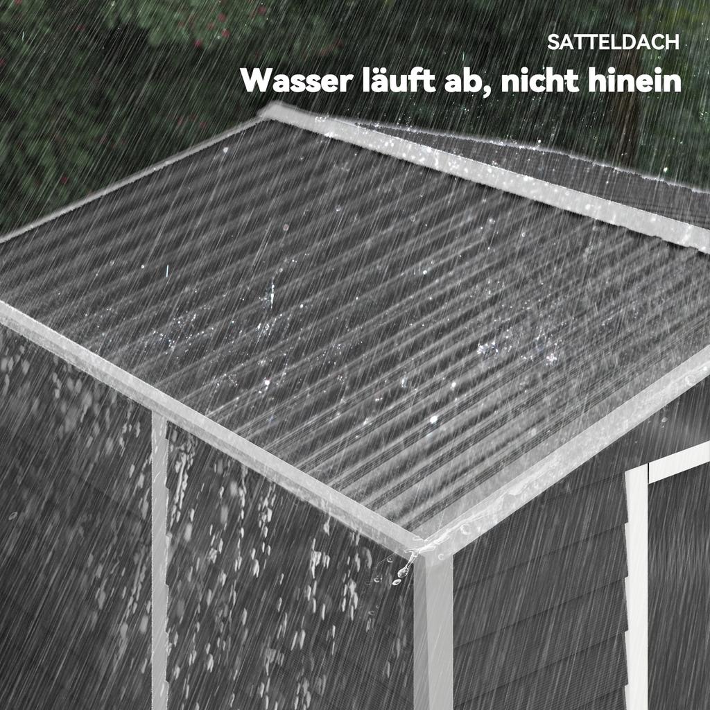 Metal Tool Shed, Weatherproof & Rust-Free, Lockable, 2.40 X 2.06 X 1.98 M, Dark Grey