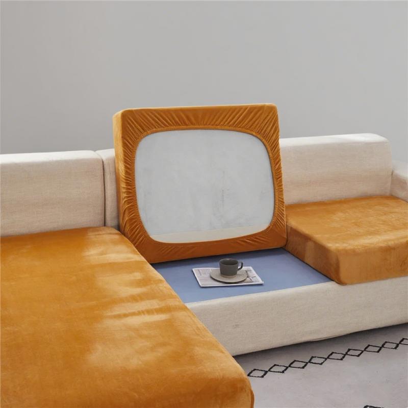 European Soft Plush Sofa Cushion Cover All-inclusive High Elastic Coral Fleece Universal Slipcover 1/2/3 Seater Couch Covers