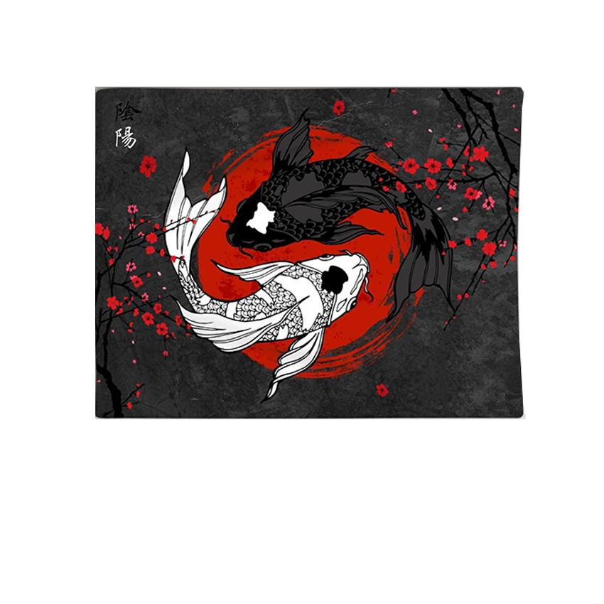 Japanese Koi Fish Sakura Tapestry Yin Yang  Wall Hanging For Bedroom Living Room Decor 74x94cm(29x37in)