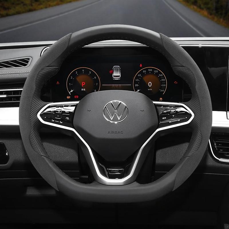 

Suitable for Volkswagen Anti-Slip Buckle Segmented Suede Steering Wheel Cover Suitable for Polo Golf 5 6 7 Gol Cc Passat B6 B8 Jetta Scirocco T4