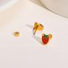 Women's Chic Minimalist Strawberry Stud Earrings, Gold Color Stainless Steel Dainty Charm Rainbow Hoop Dangle Earring To Girls