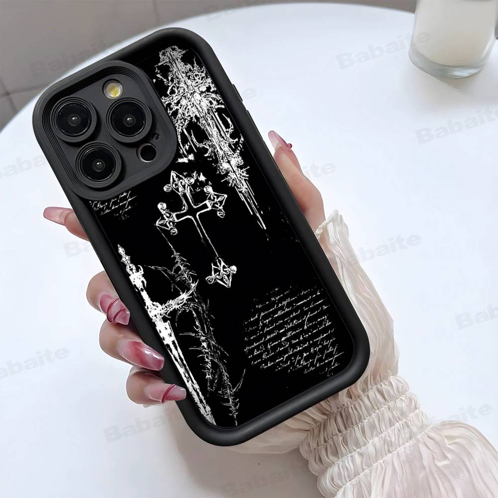 Gothic Cyber Sigil Cross Phone Case For iPhone 17 16 15 14 13 12 11 Pro Max 16E Plus INS Soft Cover