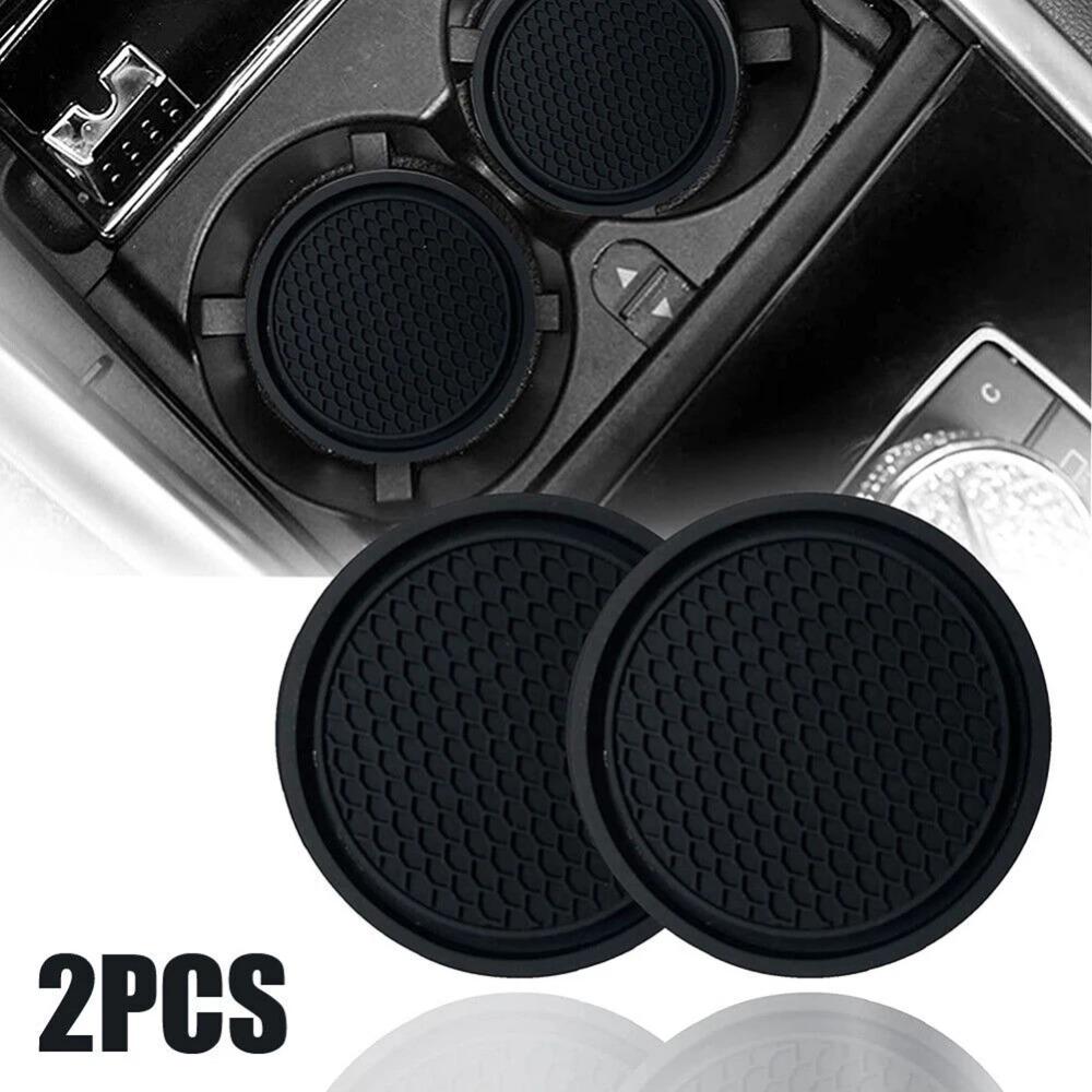 2pcs Black Car Auto Cup Holder Anti Slip Coasters Pads Interior Accessories For Most Cups Accessories