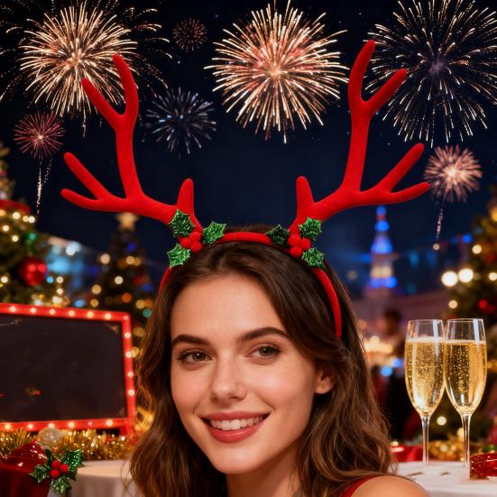 Christmas Antler Headband Festive Reindeer Horn Decor Hair Accessory Xmas Hairpin Festival Celebration Hair Hoop