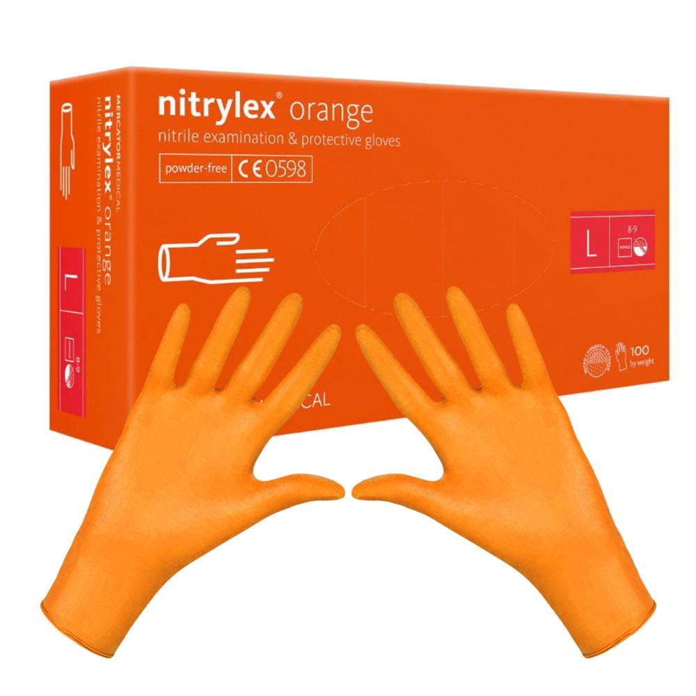 Mercator Nitrylex Orange Nitrile Gloves 100 Pieces