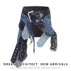 Autumn 2023 Designer Silver Buckle Low-Waist Denim Mini Skirt with Japanese Character Belt