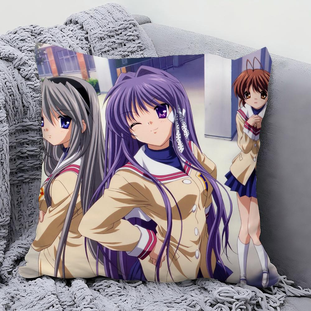 Japansk Anime Clannad Kuddfodral Fyrkantig Kudde Sovrum Soffa Fritid Komfortkudde Bil Vardagsrum Heminredning 40X40