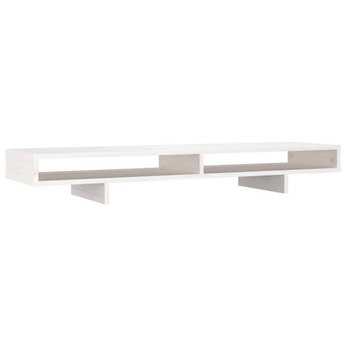 VidaXL Support de moniteur Blanc 100x27x14 cm Bois de pin solide 814005