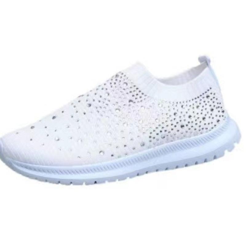Scarpe da passeggio da donna, traspiranti, leggere, comode, con decorazioni in strass