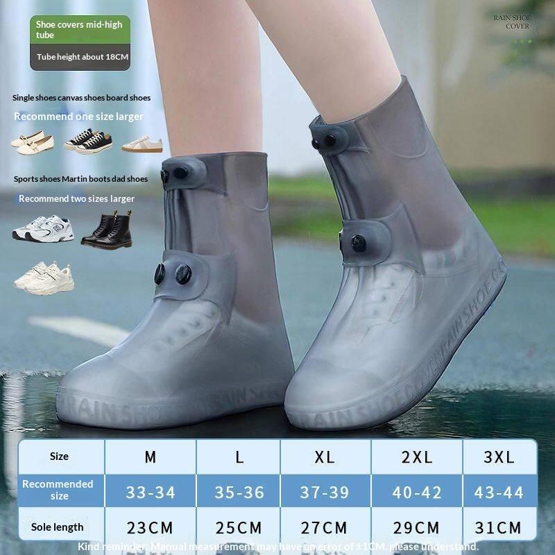 1Pair Tpu Shoe Cover Rain Boots Cover Waterproof Non-Slip Shoes Protector Outdoor Reusable Thickened Footwear