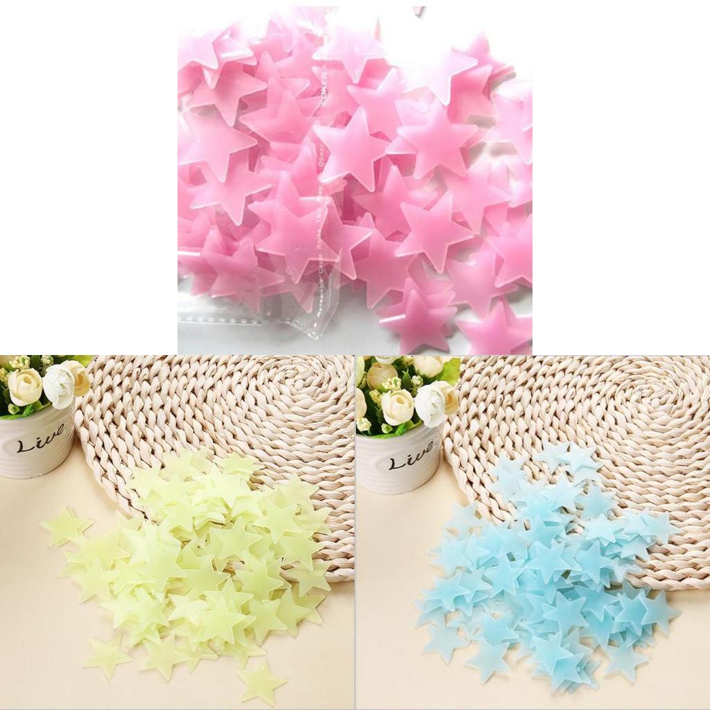 100pcs Bag Of Premium Quality Glow In The Dark Wall Stickers For Kids' Bedrooms In Colorful Star Shapes