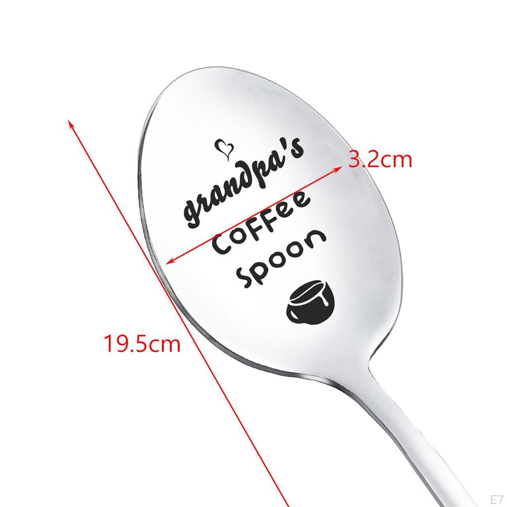 Engraved Stainless Steel Spoon Fathers Day Gifts for Dad Portable Coffee Tea Cooking Utensil