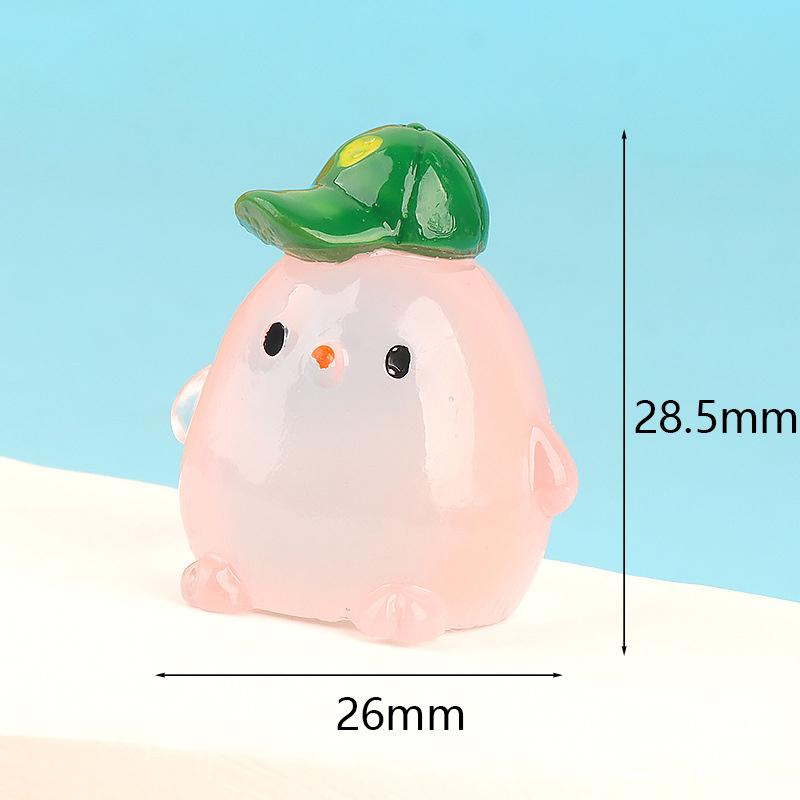 Cute Cartoon Luminous Chicken Car Ornaments Moss Micro Landscape Ornaments Dollhouse Decor Diy Desktop Decoration Toys
