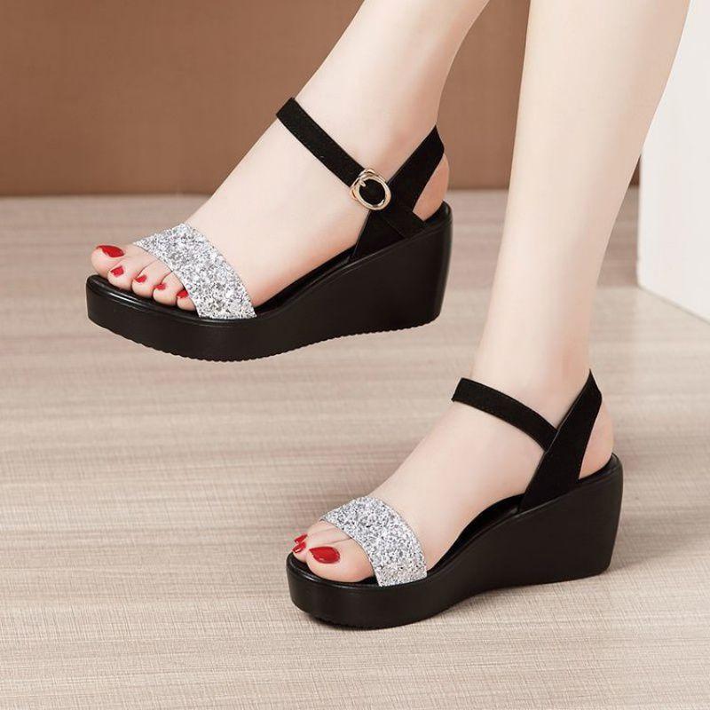 Summer Women Sandals Wedges Platform Fashion Fish Mouth Rome White Black Woman Shoes Elegant Ladies Thick Sole Casual Plus Size