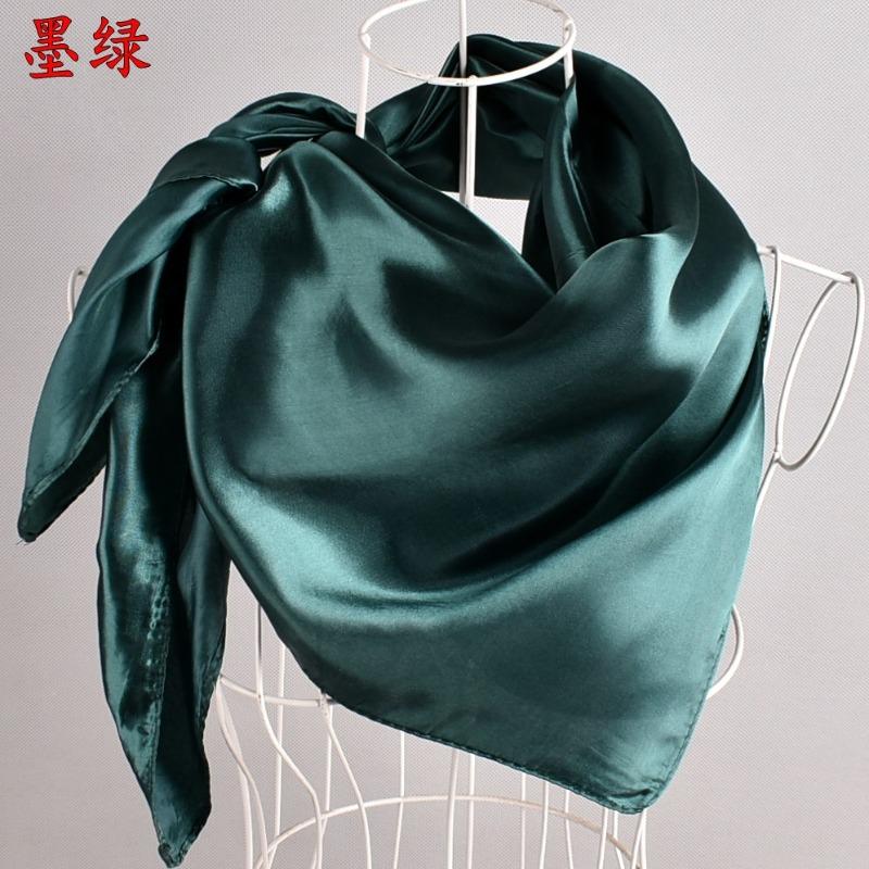 Selected solid color imitation silk generous silk scarf, women's silk scarf 90 * 90 color diced versatile scarf