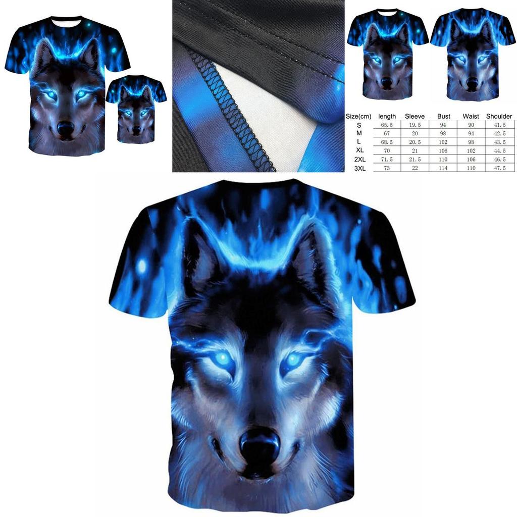 Fashion Men Wolf 3d Print T-shirts With Vibrant Colors And Premium Polyester Fabric