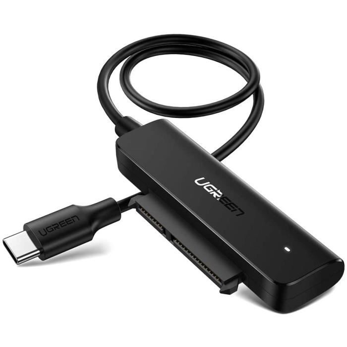 Adaptateur USB C vers SATA - UGREEN - HDD SSD 2,5 Pouces - 5Gbps - Supporte UASP - Noir