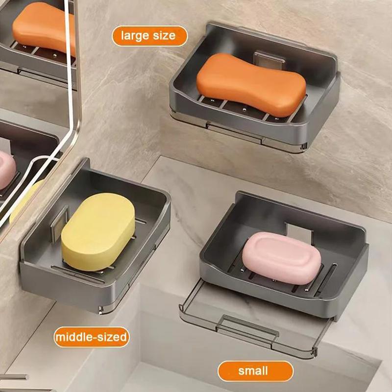 Bathroom Soap Holder Free-Punching Wall Mounted Soap Sponge Holder Organizer Double Drainage Soap Dish Bathroom Accessories