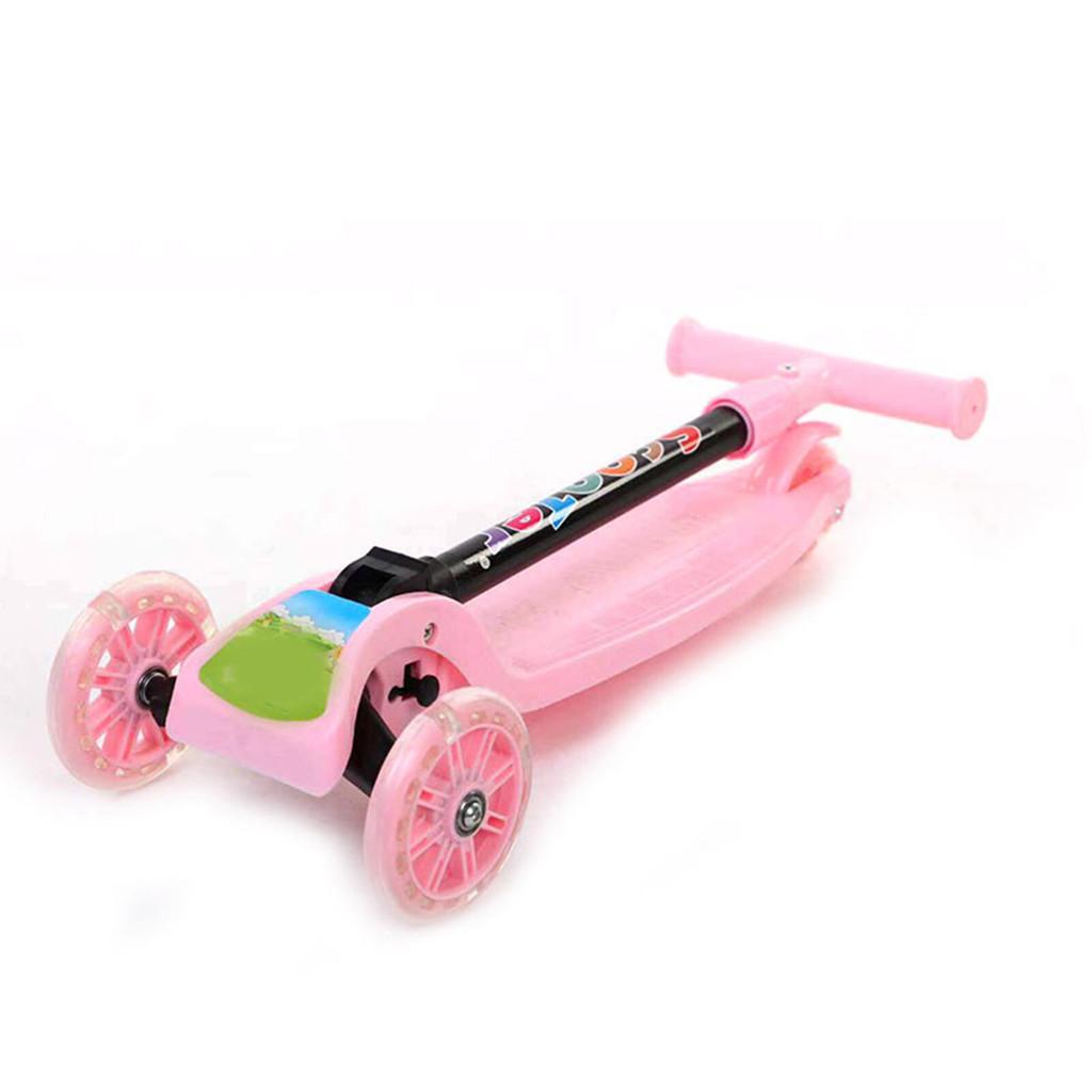 Odin Pink Foldable Wide Deck Flashing Wheels Music Children's Scooter