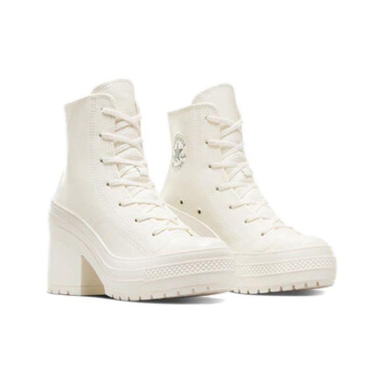 Converse Chuck 70 De Luxe Heel Leather High Egret Men Sneakers Cream Silver A07127C
