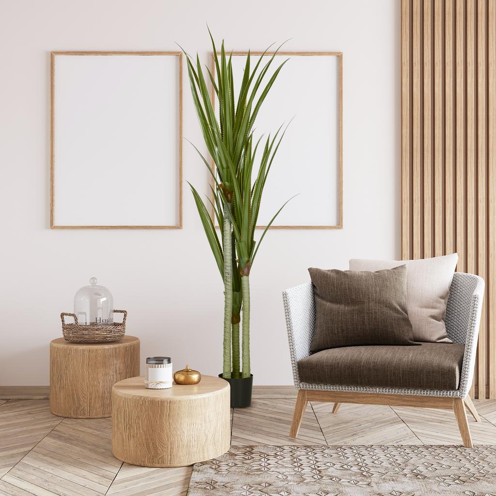 Artificial Yucca Large 190cm Artificial Plant, Plastic Artificial Plant In Pot, 17 X 17 X 190 Cm Emerald Green