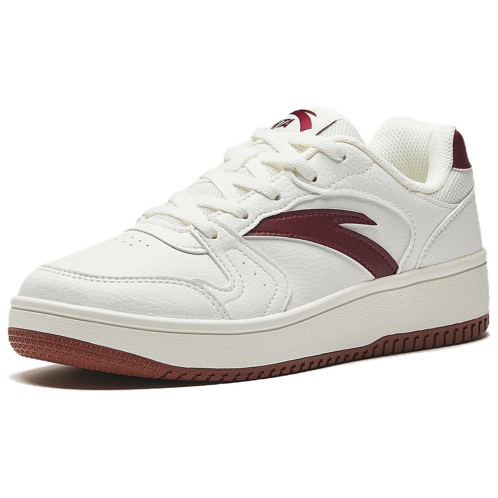 New Anta Original Year Slip Resistant Height Increasing Low top Skateboard Shoes Women's White Red 122538034R-7