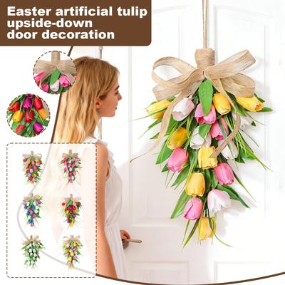 3D40cmFrühling/Sommer Ostern Simulation Auf dem Kopf stehender Kunststoff Türring Heim Feiertagsdekoration Türschmuck Hängend