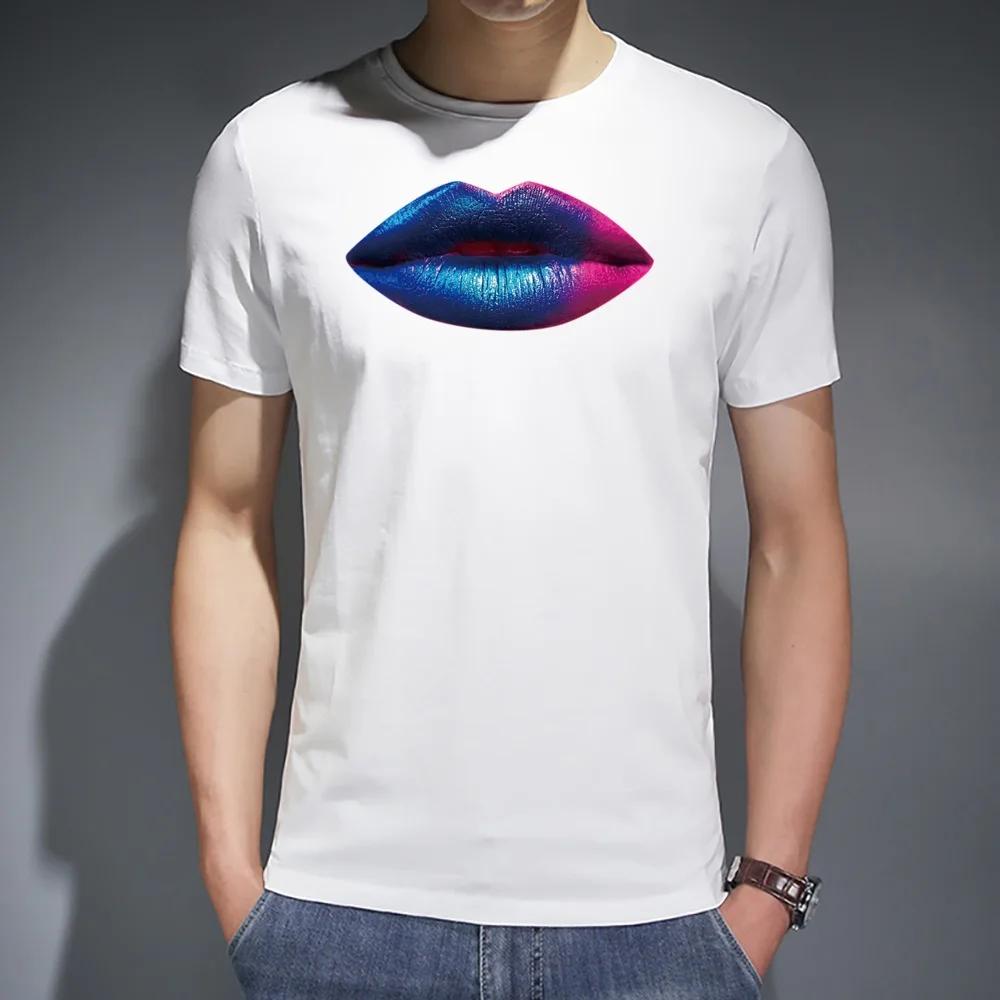 

T-shirt Casual Men O-neck Clothes Mouth Printing Series Commuter Fashion All-match Breathable White Shirt Summer Tees Loose Top XXXXXL белый