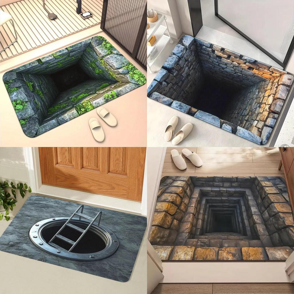 3d Visual Door Mat With Crystal Velvet Fabric For Home Entrance Decor