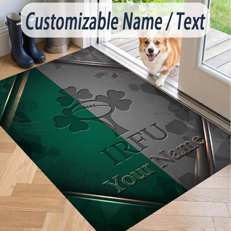 Custom Text Printed Rug Ireland Rugby Non Slip Floor Carpet For Home Room Decor