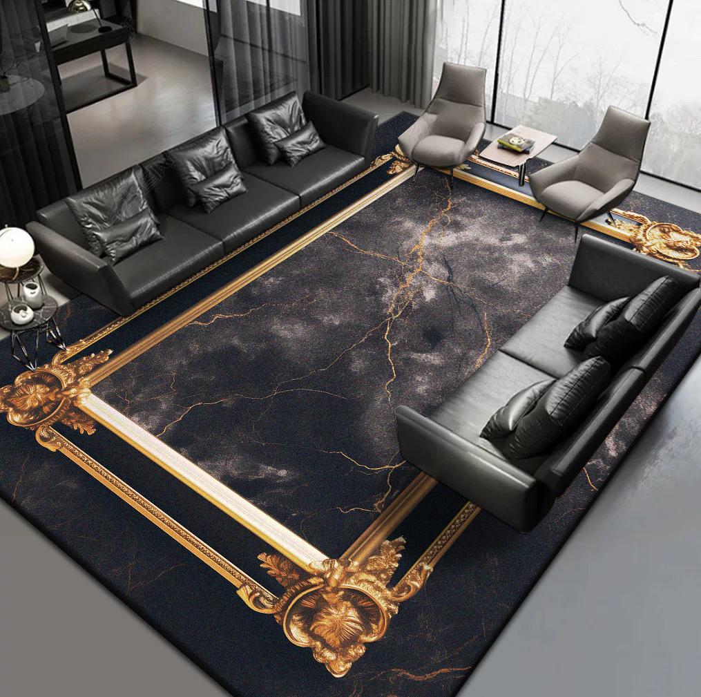 Χαλιά Σκανδιναβικού Στυλ για Σαλόνι Πολυτελές Μαύρο Χρυσό Χαλί Χολ Ξενοδοχείου Χαλί για την Περιοχή του Καναπέ Διακόσμηση Σπιτιού Υπνοδωματίου Πατάκι Δαπέδου για Γκαρνταρόμπα