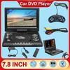 Player DVD portabil pentru mașină de acasă de 7,8 inci VCD CD MP3 HD DVD Player TV analogic USB Carduri SD RCA Joc LCD 16:9 Rotiți