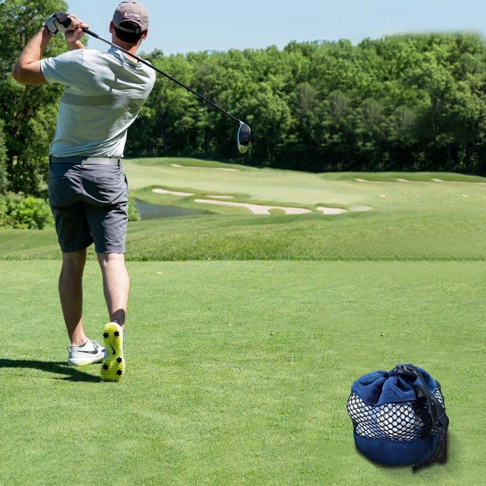 Portable Mesh Golf Ball Pouch Drawstring Closure Golf Ball Holder Golf Net Bag  Golf Accessories