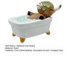 Highland Cow Statue Relaxing Bathing Cow Resin Desktop Ornament with Cucumber Slices Decorative Aromatherapy Tray Bathroom Decoration