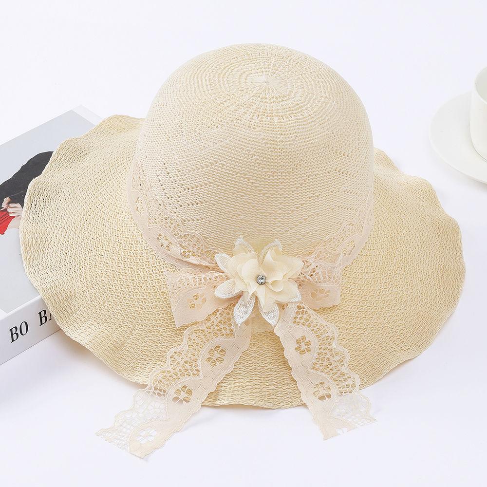 Ladies' Summer Sun Hat Fashionable Foldable Sun Hat Basin Hat Sunscreen UV Flower Cool Hat