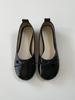 Circle Pebble Ballerina Flat Shoes (Glossy Black)