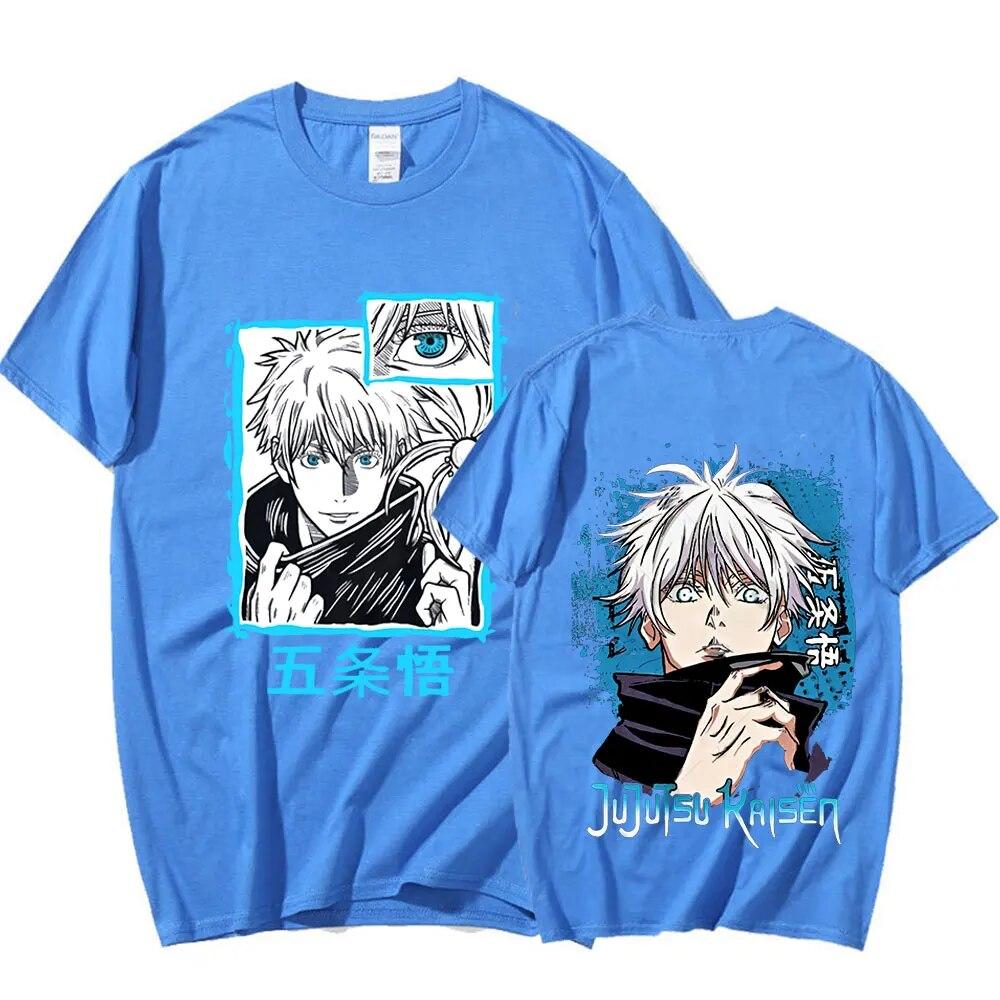 Anime Jujutsu Kaisen Satoru Gojo Graphic Print T-shirt Unisex's WoUnisex O-Neck Short Sleeve Cotton T Shirt Oversized Streetwear
