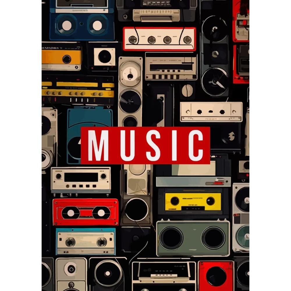 Classic Pop Golden Vinyl Record Cassette Tape Poster Music Modern Prints Canvas Painting Wall Art Picture Home Living Room Decor
