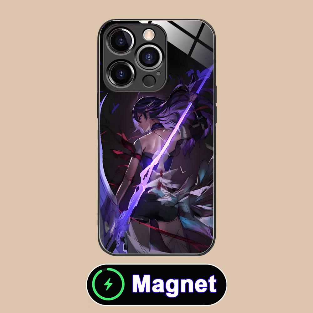 HSR Acheron Glass MagSafe Mobile Phone Case for iPhone 17 16 15 14 13 12 11 Air Pro Max Plus Mini Colorful Cover