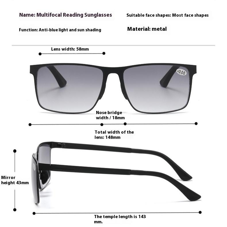 Lunettes de lecture pour hommes Zoom automatique Progressif Multifocal Lunettes de soleil Résistantes aux UV Lunettes de lecture+1.0 +1.5 +2.0 +2.5 +3.0 +3.5
