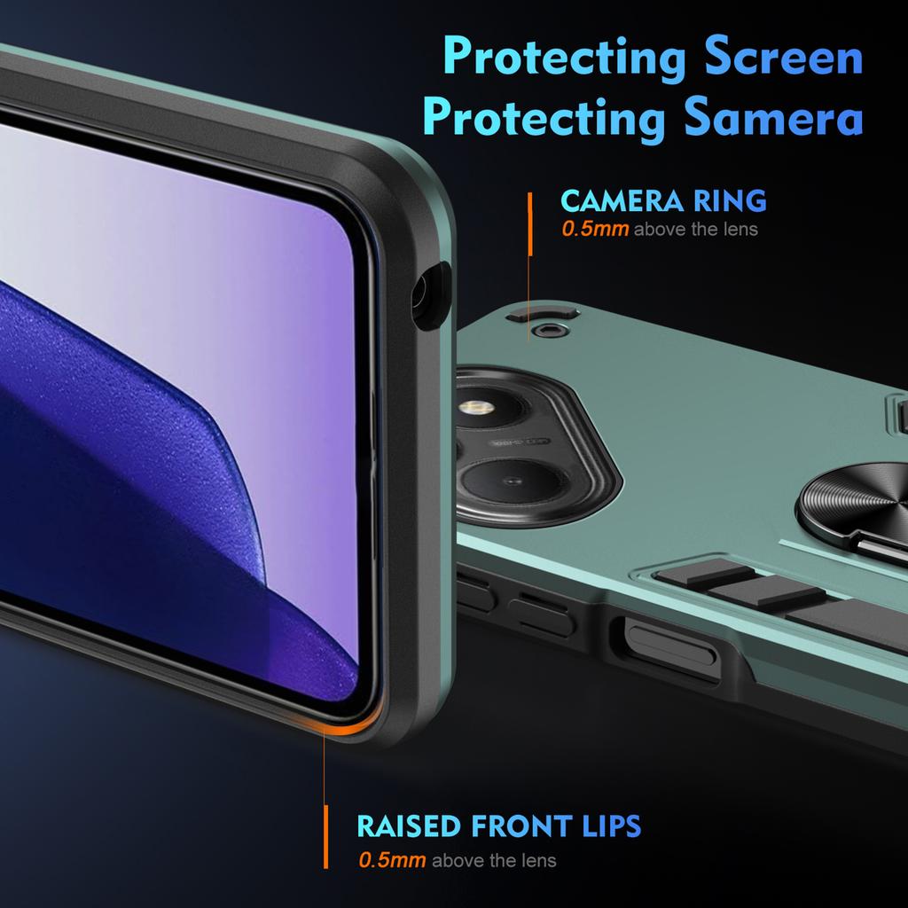 For TECNO Pova 7 4G Case PC+TPU Drop Defend Phone Cover with Ring Kickstand