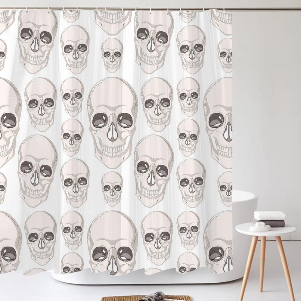 Funny Skull Skeleton Halloween Printed Shower Curtain Bathroom Curtains Home Decor Waterproof Polyester Fabric With Hooks